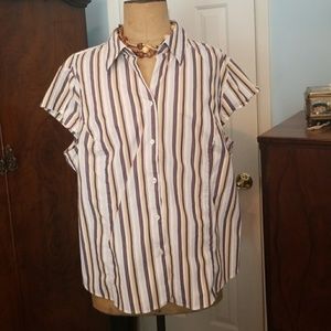 Women's short sleeve stretch button front top